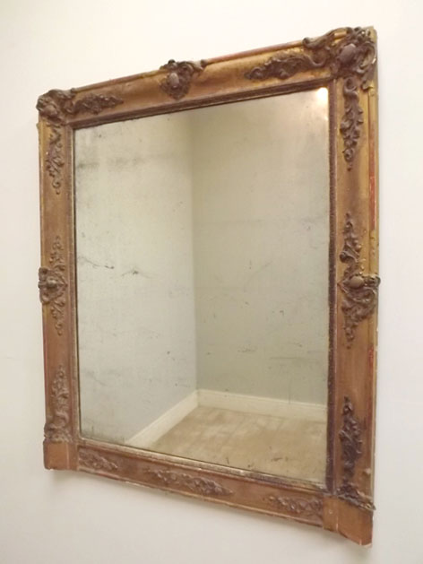 antique french rectangular overmantle mirror